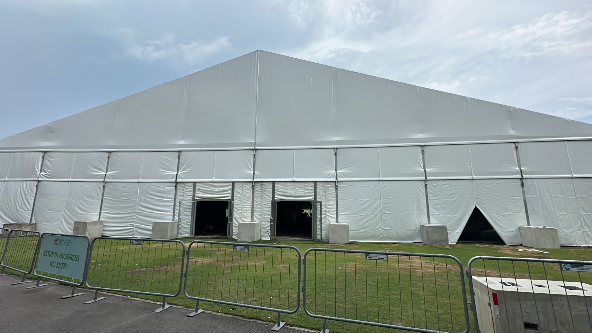 Completed exterior of the 40m span tent structure at Singapore Garden Festival 2026