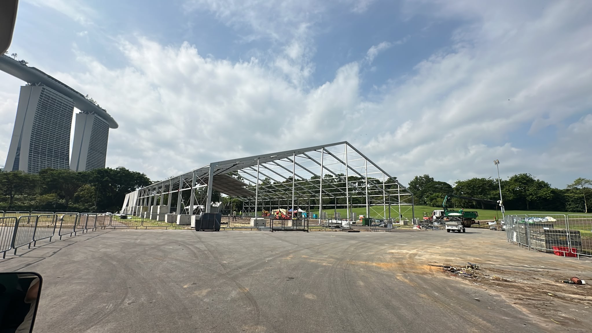 40m span aluminium tent structure under construction for Singapore Garden Festival 2026