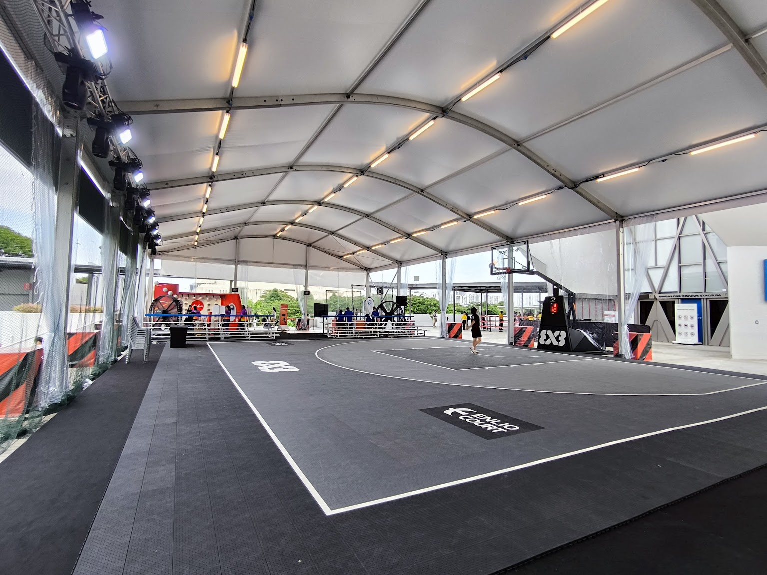 NYI aluminium tentage covering the fan zone basketball court