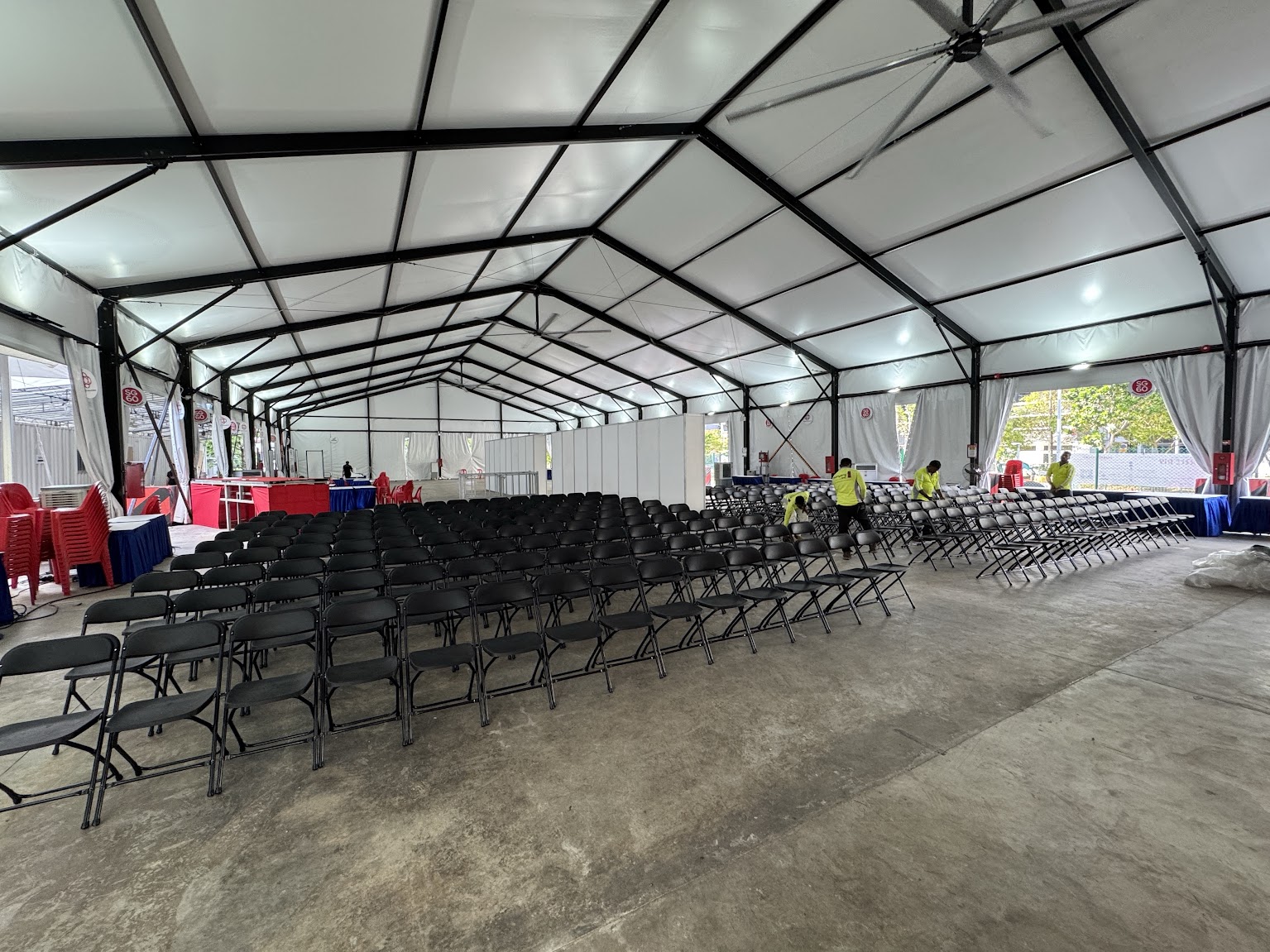 Interior view of PW10 Punggol West Community Square with its completed aluminium A-frame structure