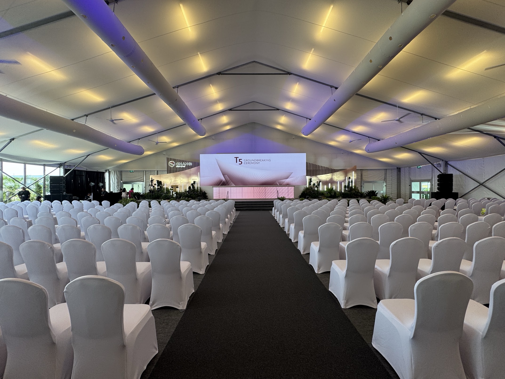 Interior of the marquee for Changi Airport Terminal 5 groundbreaking